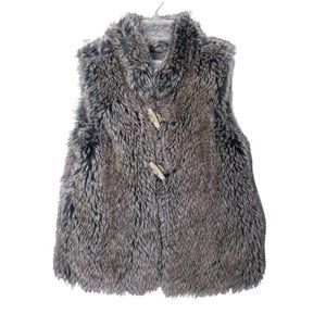 Zara Girls Faux Fur Jacket Size 7-8 / 128CM Brown Black
